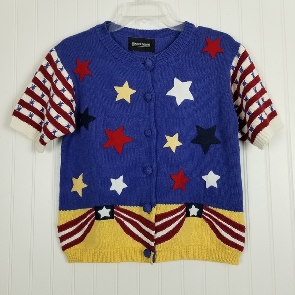 Brandon Thomas Cardigan Sweater Stars and Stripes - Picture 2 of 8